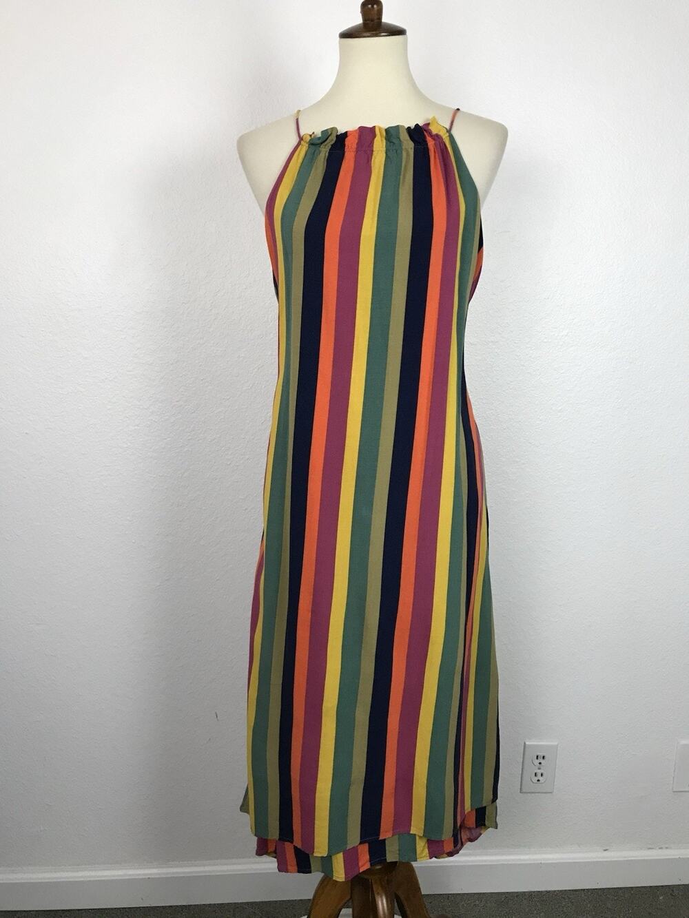 Madewell Tavik Midi Tank Dress Lucca Striped Asymmetric Boho Festival